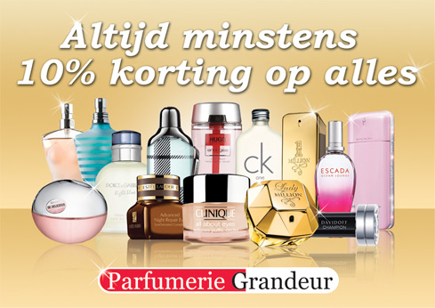 Altijd minstens 10% korting op het gehele parfumerie assortiment